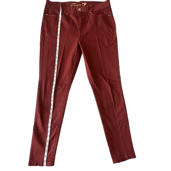 Seven 7 Tummy Less High Rise Skinny Jeans, Fired Brick Red Burnt size 14 - Picture 14 of 16